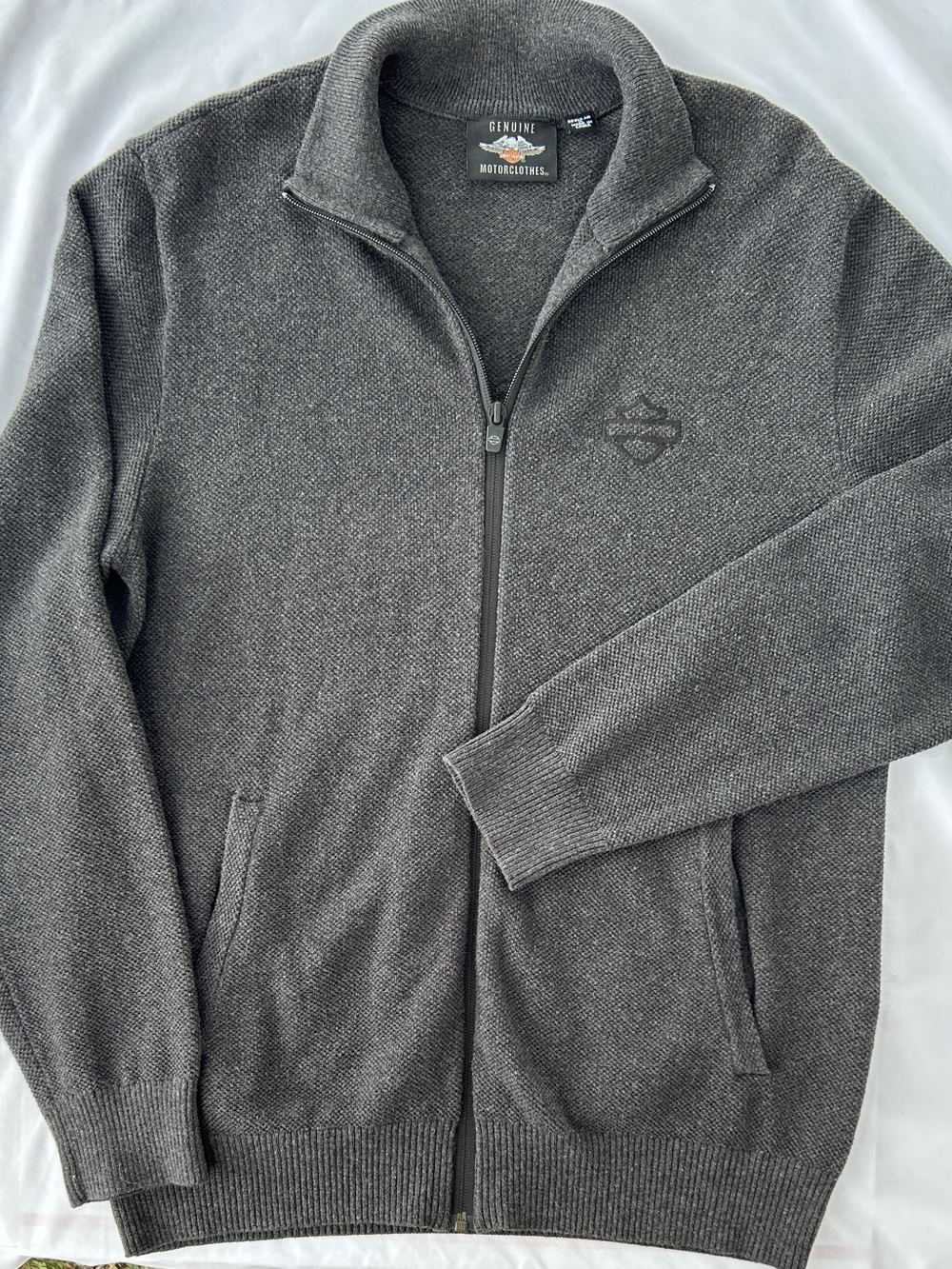Harley-Davidson Motorclothes Full Zip Sweater Men's M Wool Blend Gray